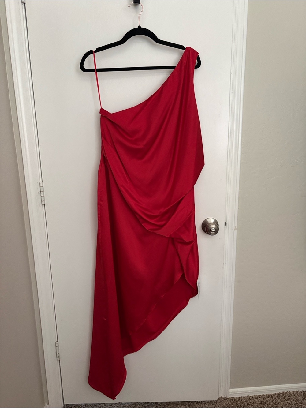 ASOS One-Shoulder Draped Red Evening Dress